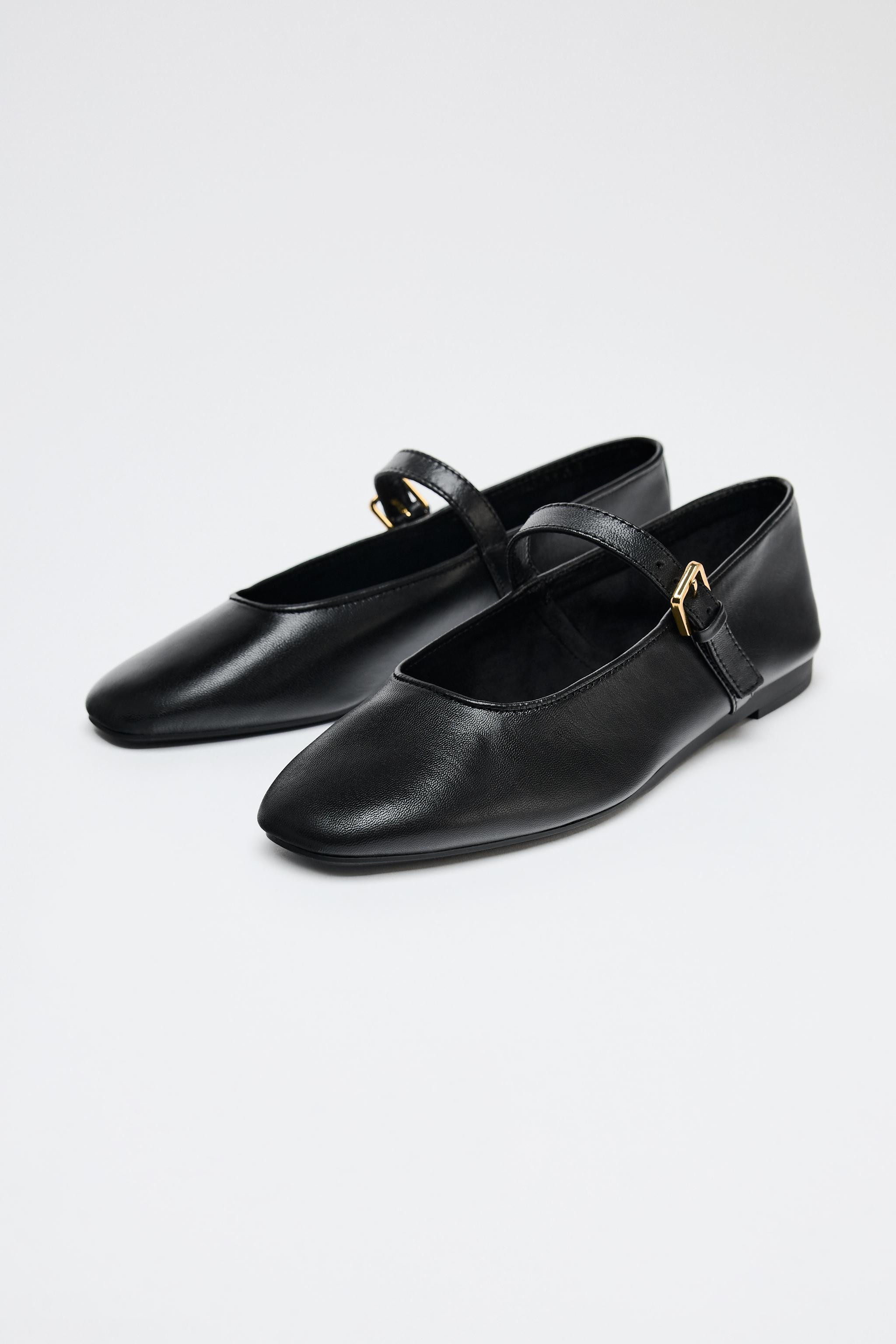 LEATHER BALLET FLATS | Zara UK