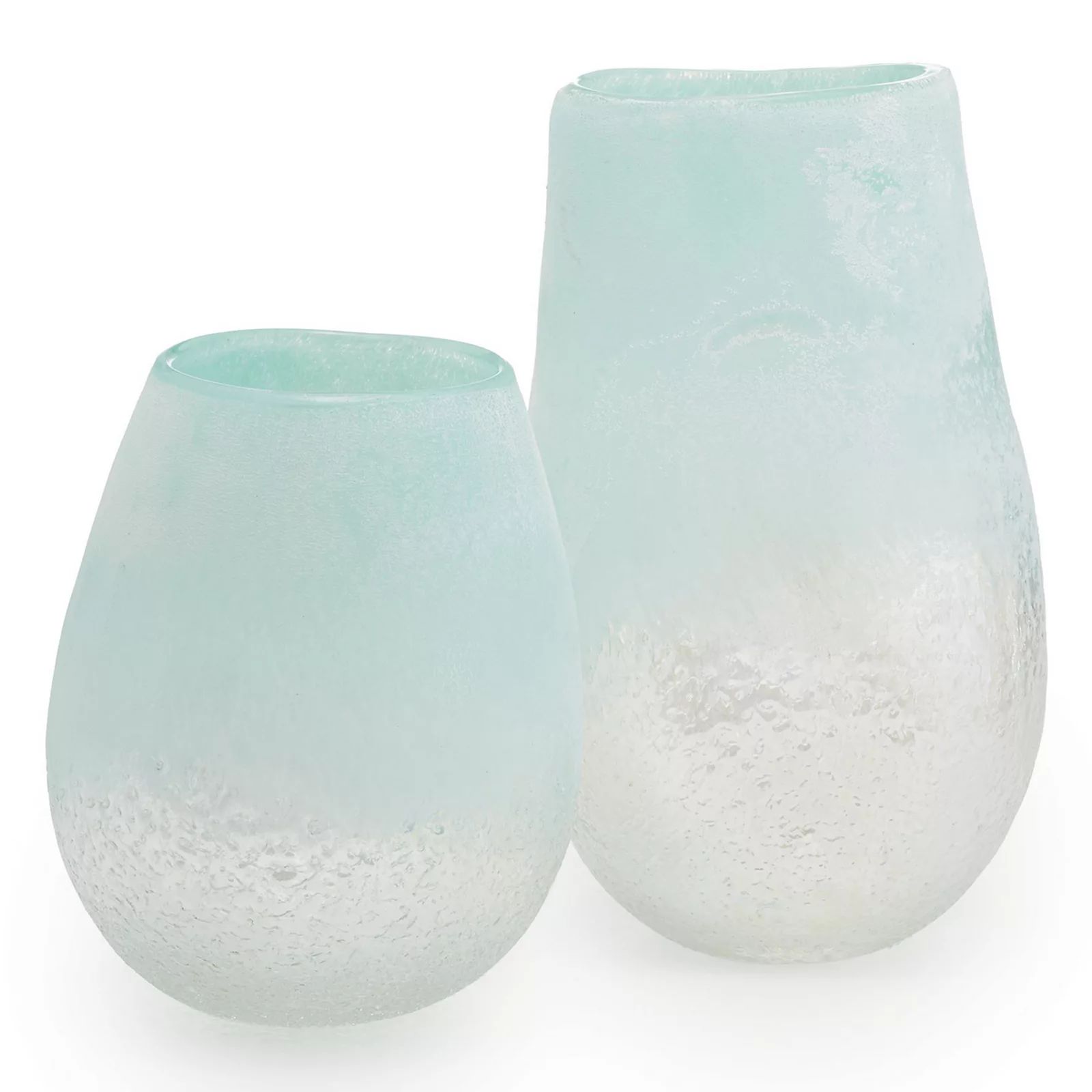 Set of 2 Clear Frosted Seafoam Vases, Green | Kohl's