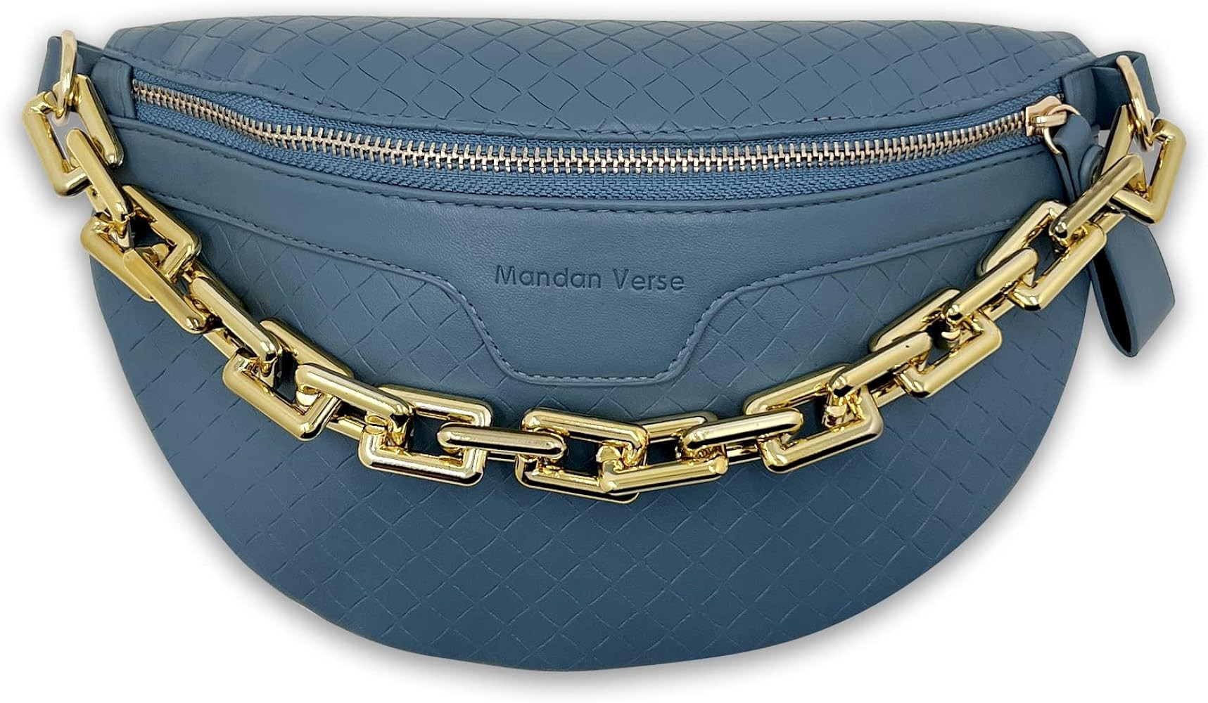 Thick Chain Women's Fanny Pack Plaid leather Waist Bag Shoulder Crossbody Chest Bags Luxury Designer | Amazon (US)