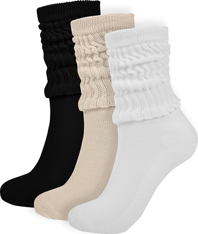 BomKinta Crew Slouch Socks Women - Retro Scrunch Short Sock - Soft Solid Ankle Socks Size 5-11 | Amazon (US)