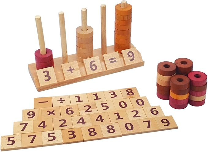 Wooden Ring Blocks Stacking Montessori Math Number Counting and Operation Toys Basic Math Teachin... | Amazon (US)