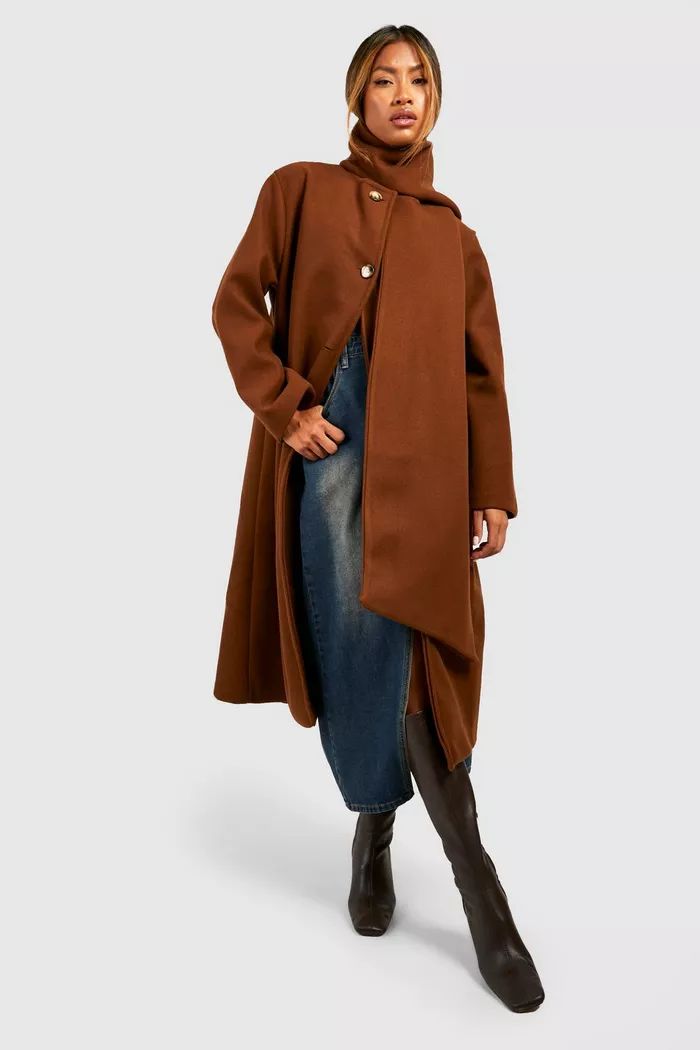 Scarf Wool Look Midaxi Coat | Boohoo.com (UK & IE)