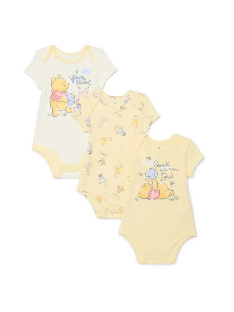 Disney Baby Wishes + Dreams Winnie the Pooh Baby Boys or Girls Bodysuit, 3-Pack, Sizes Newborn-18... | Walmart (US)