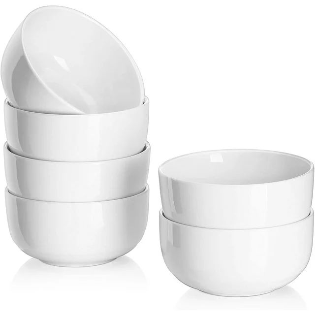 DOWAN 10 Ounces Porcelain Bowls Set, 6 Packs, Small Bowls, Ceramic White Bowls for Kitchen, Desse... | Walmart (US)