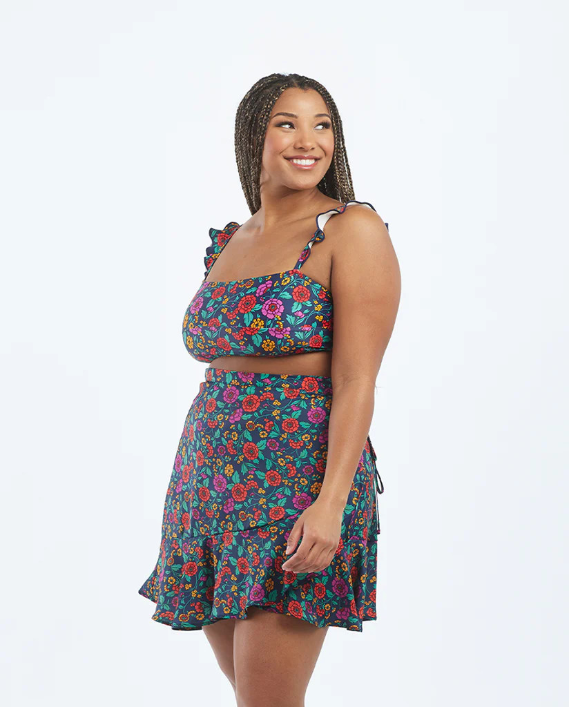 The Short Beach to Brunch Wrap Skirt - Midnight Bloom | SummerSalt