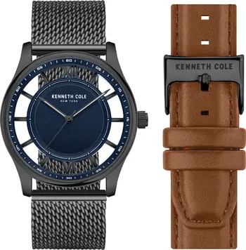 Kenneth Cole Transparency Mesh Strap Watch Gift Set, 43mm | Nordstromrack | Nordstrom Rack