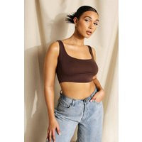 Womens Basic Crop Top - Brown - 4 | boohoo (US & Canada)