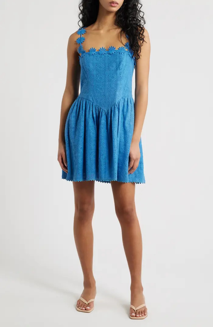 Saylor Fara Floral Applique Cotton Mini Sundress | Nordstrom | Nordstrom