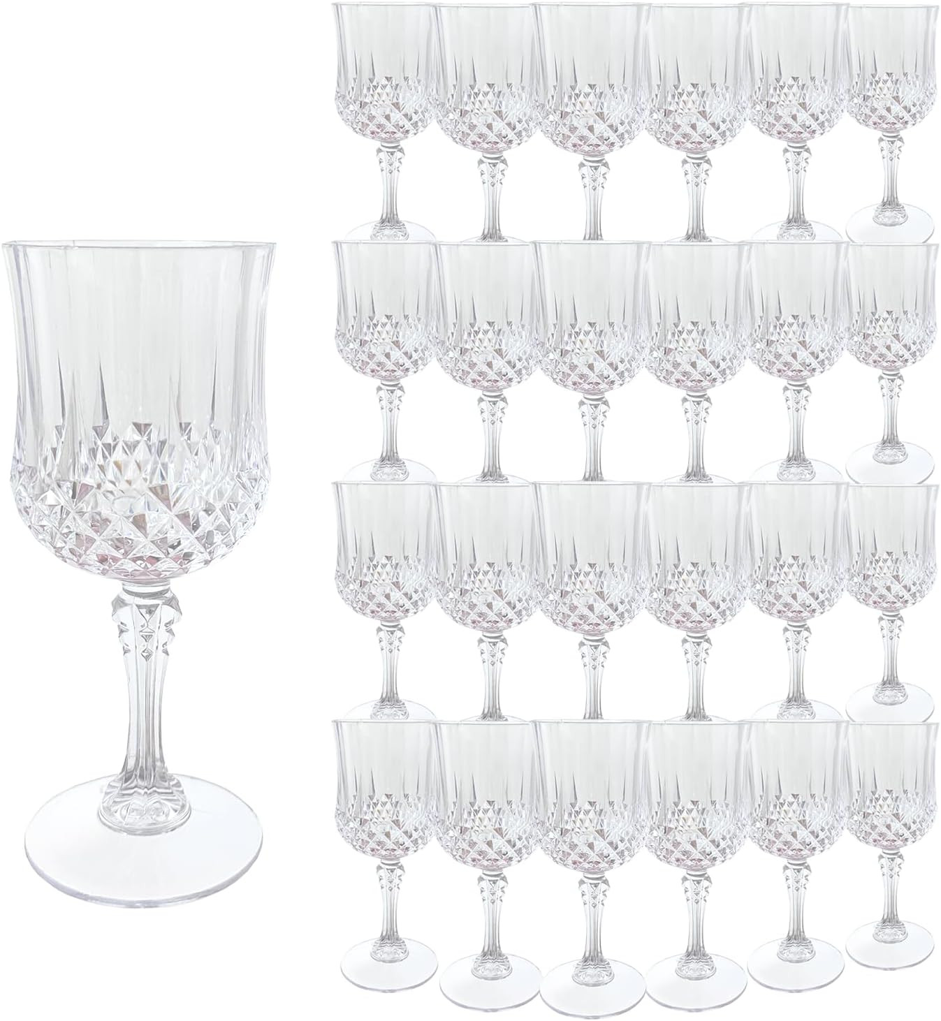Plastic Wine Glasses, Plastic Goblets Vintage Style Cordial Unbreakable Drinking Glasses, Reusabl... | Amazon (US)