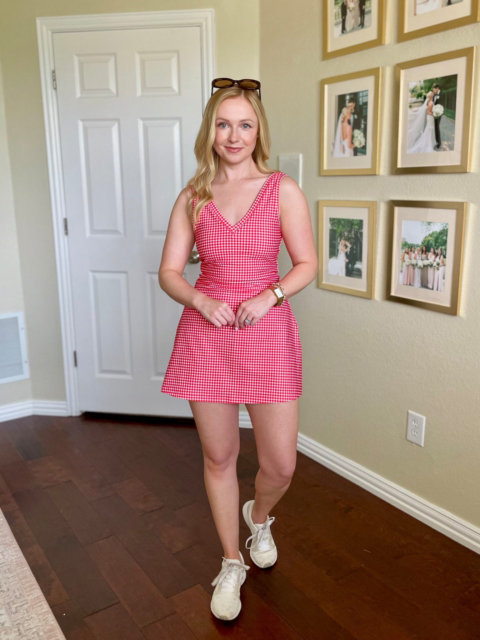 Wearing a small regular in this active dress! Love the red gingham 

#LTKActive #LTKSaleAlert #LTKSeasonal