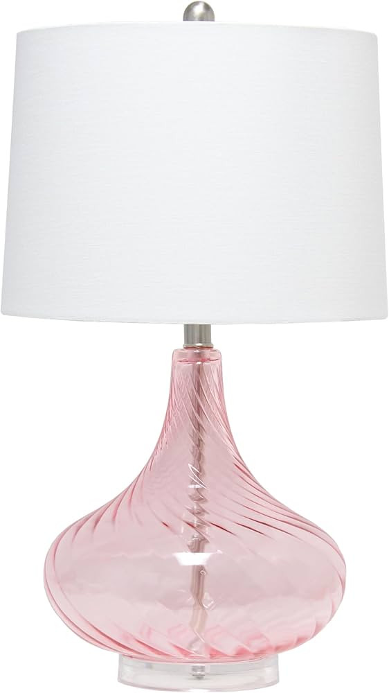 Elegant Designs LT3214-PNK 24" Modern Refined Rippled Colored Glass Table Lamp with White Linen T... | Amazon (US)