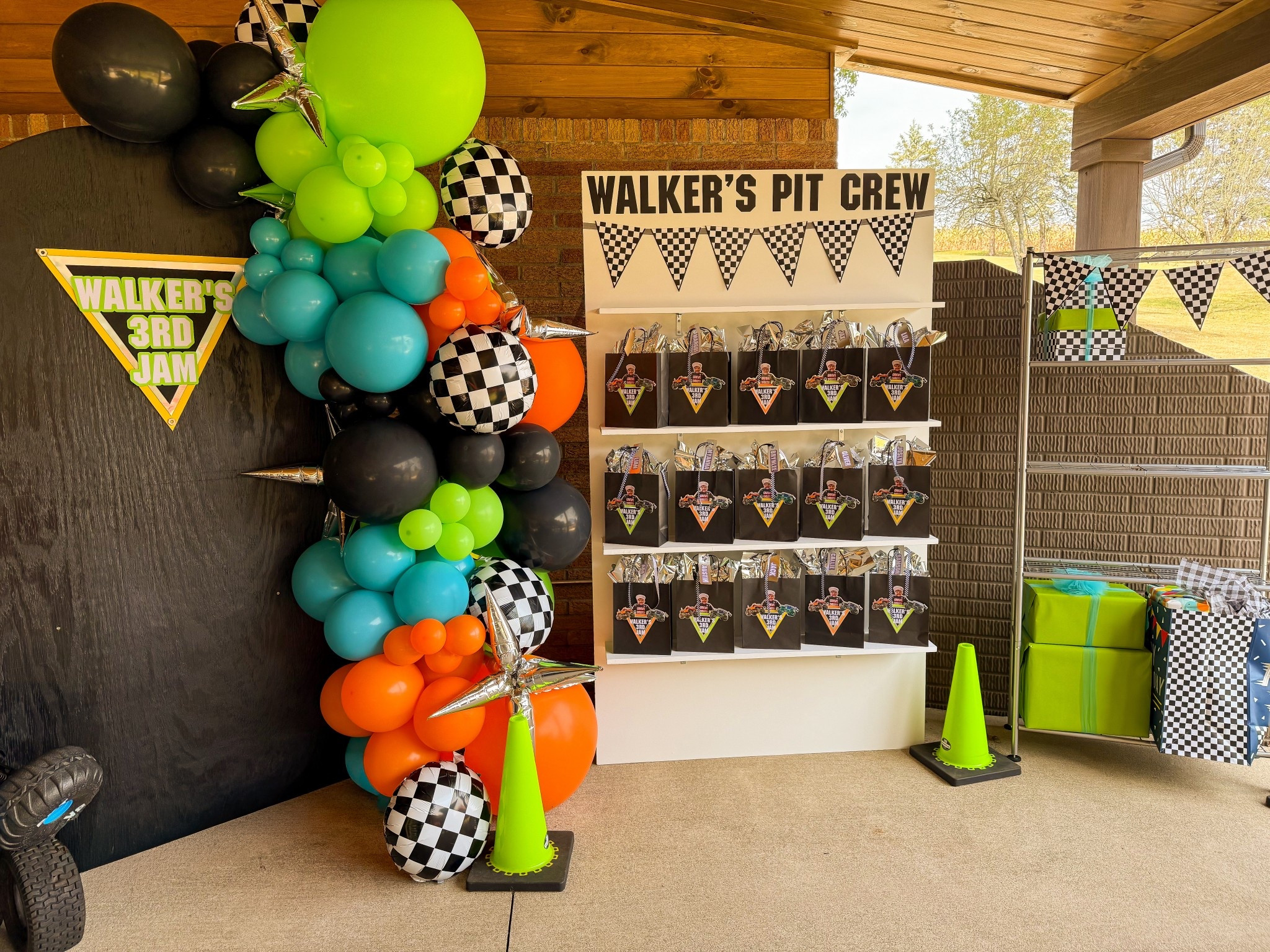 Monster Jam birthday party back drop and favor wall. Monster jam third birthday party decor idea 

#LTKKids #LTKParties