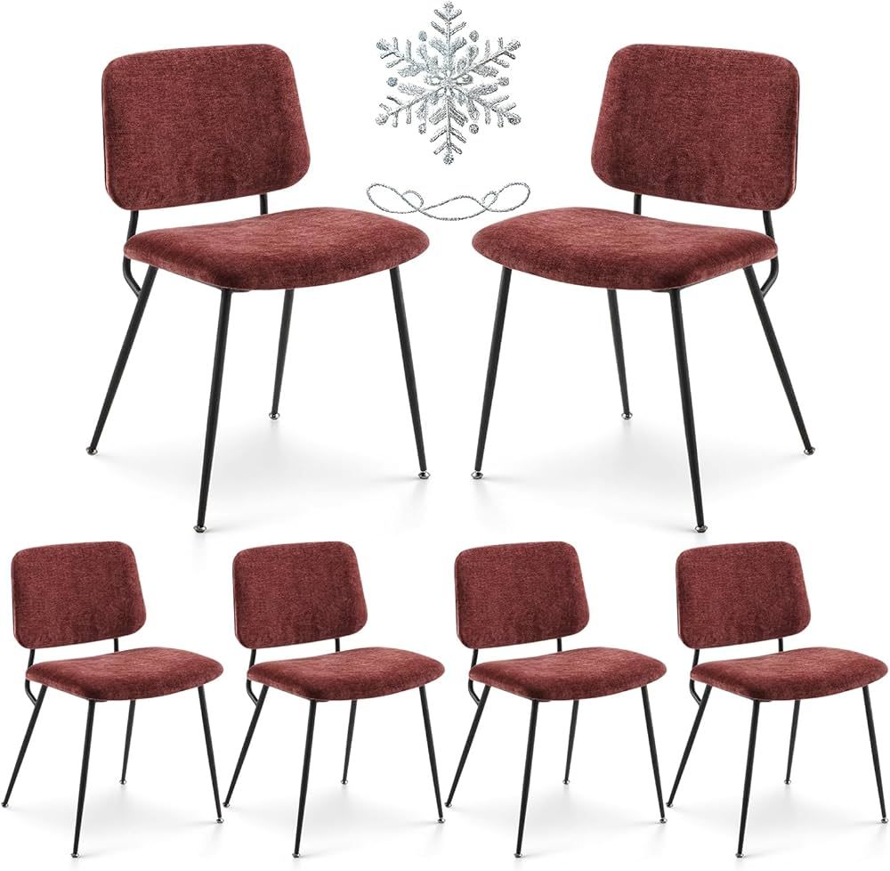 COLAMY Modern Upholstered Dining Chairs Set of 6, Fabric Dining Room Chairs Accent Diner Chair St... | Amazon (US)