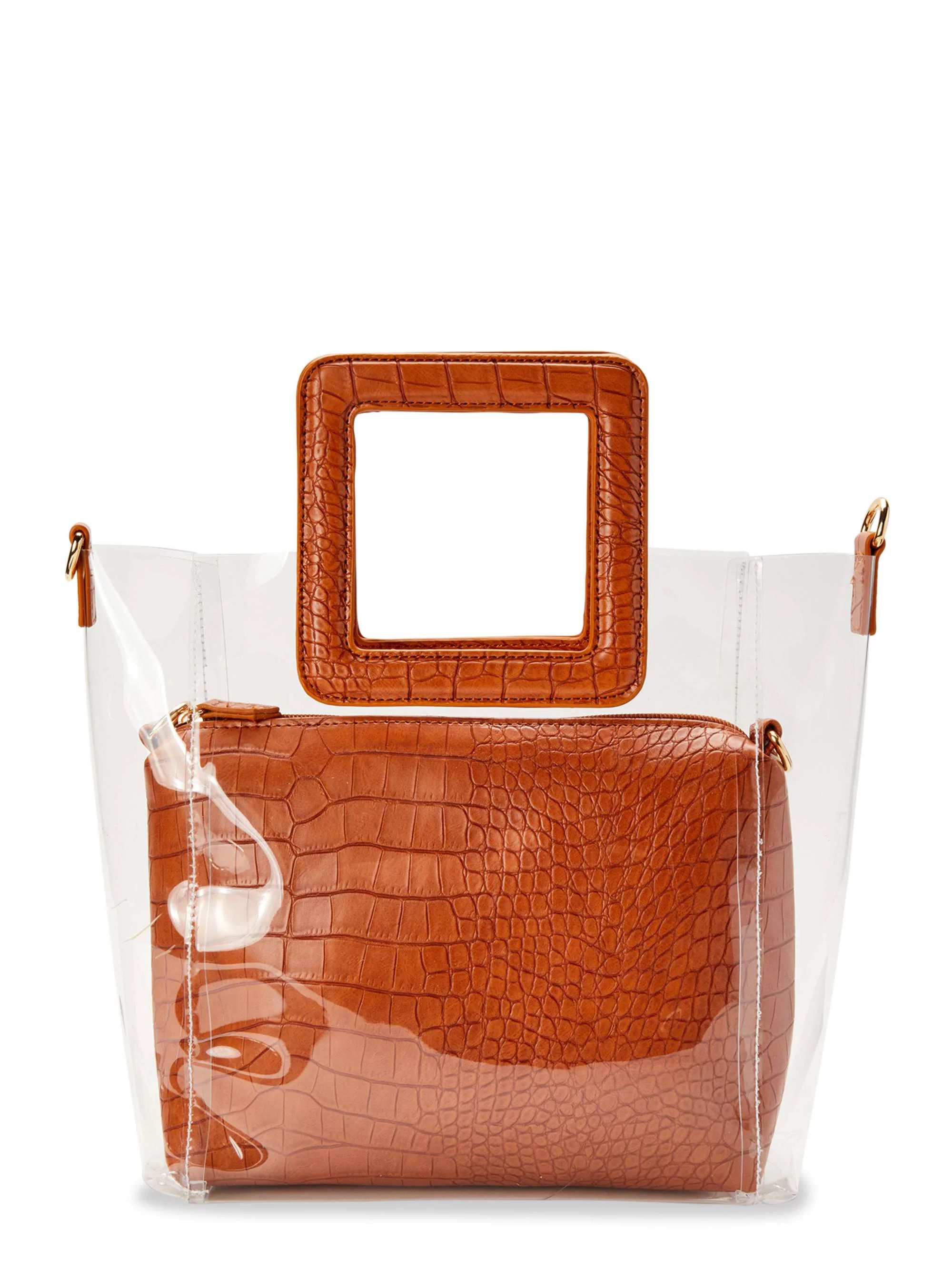 Time and Tru Rory 3-in-1 Clear Tote Handbag with Pouch | Walmart (US)