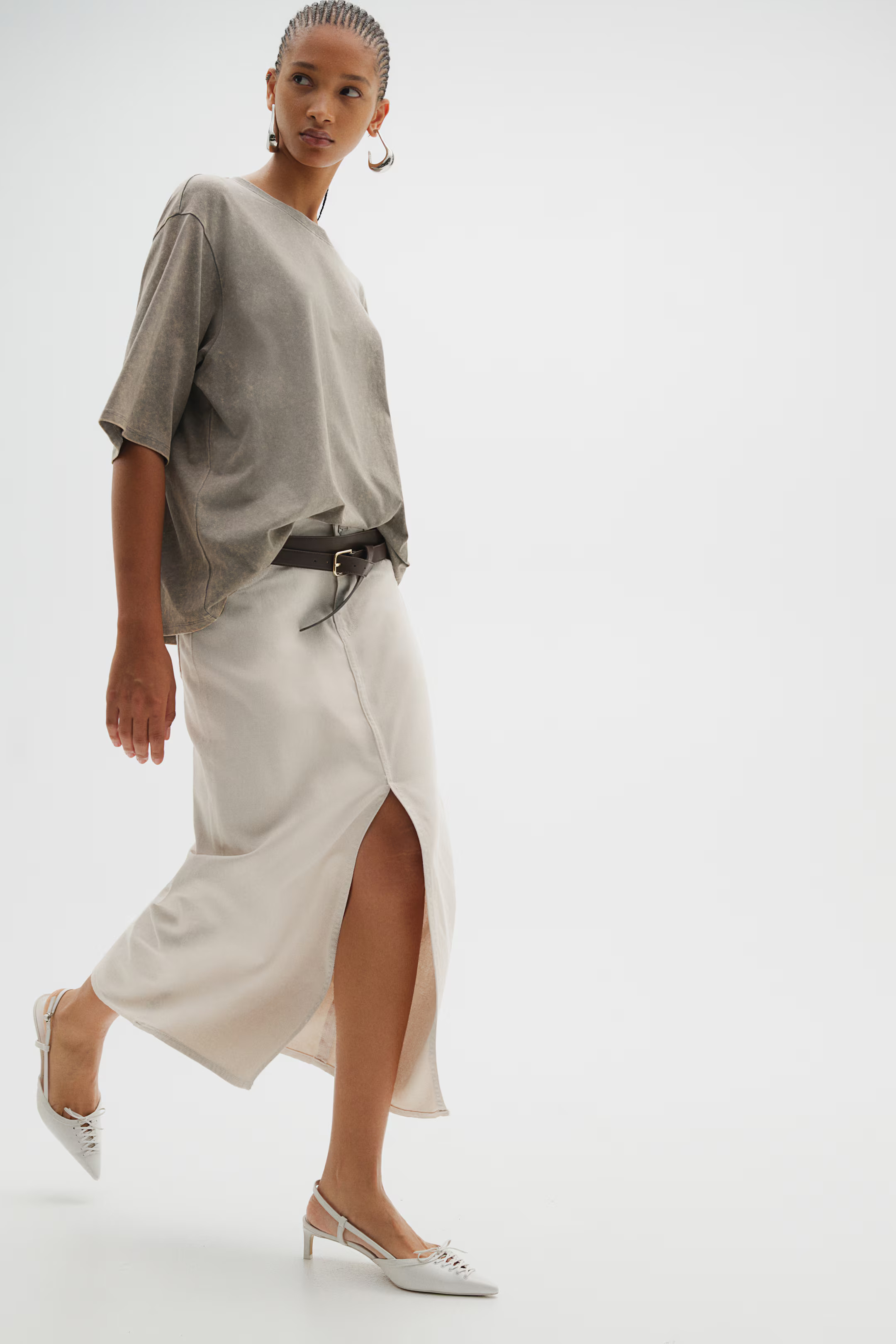 Jupe en twill avec base fendue | H&M (FR, IT, ES, PT, BE)