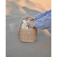 Wicker Bucket Bag, Hand Woven Summer Basket, Beach Straw Purse, Pansy No.3 | Etsy (US)