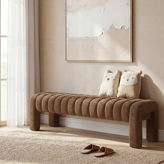 Amazon.com: Scingu 63" Bedroom Bench, Upholstered Entryway Bench, Modern End of Bed Ottoman with ... | Amazon (US)