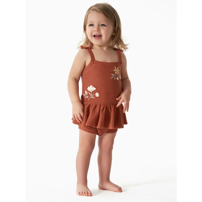 Modern Moments by Gerber Baby Girl Embroidered Pointelle Romper, Sizes 0/3M-24M | Walmart (US)