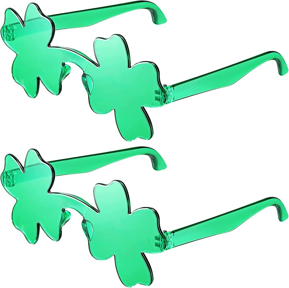 Flutesan 2 Pairs St. Patrick's Day Glasses Shamrock Sunglasses Green Leprechaun Costume Outfit Ac... | Amazon (US)