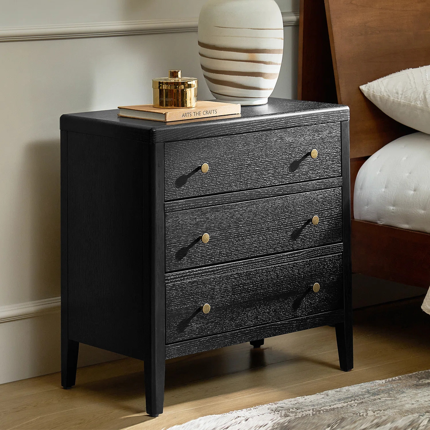 Ebern Designs  Shera Modern 28''W 3-Drawer Solid Nightstand with Integrated Power Station | Wayfa... | Wayfair North America