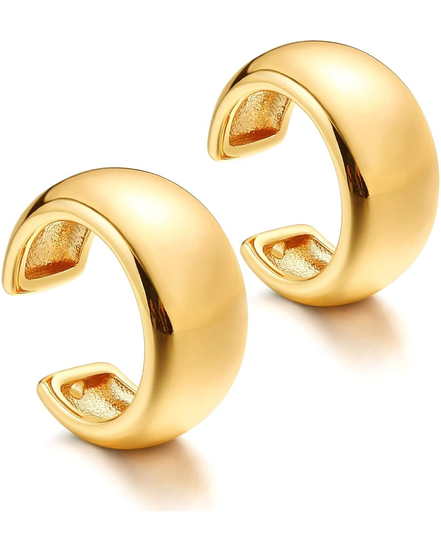 DREMMY STUDIOS Women Gold Ear Cuff Earrings 14K Gold Plated Non Pierced Tiny Ear Cuffs Huggie No ... | Amazon (US)