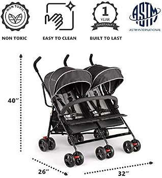Dream On Me Volgo Twin Umbrella Stroller, Black | Amazon (US)