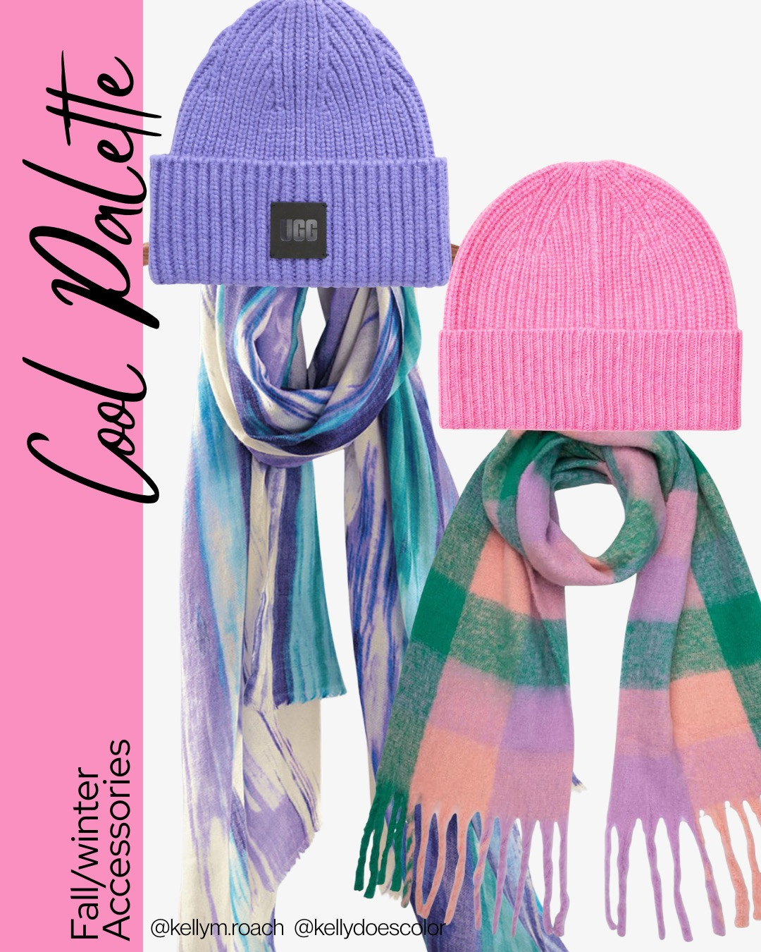 Fall and winter accessories for the Cool Palette! Wear your cool, cheerfully bright colors around your face to keep your outerwear in your palette all season long! 

 #LTKSeasonal #LTKOver40 #LTKStyleTip