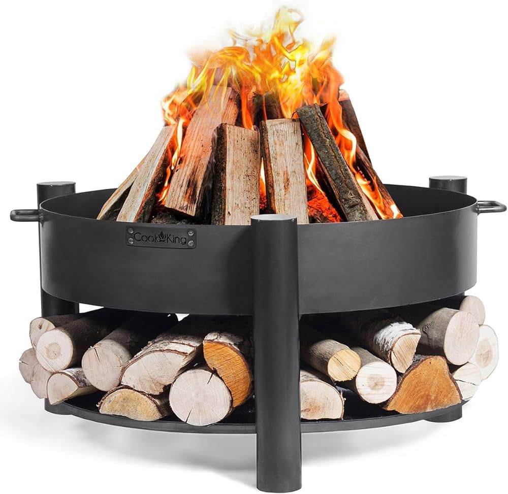 Hearth 24" Cooking Fire Pit, Wood Burning Fireplace for Backyard Entertaining Grilling Campfire for Portable Camping, Large Outdoor Handcrafted Steel Firepit by Good Directions | Amazon (US)