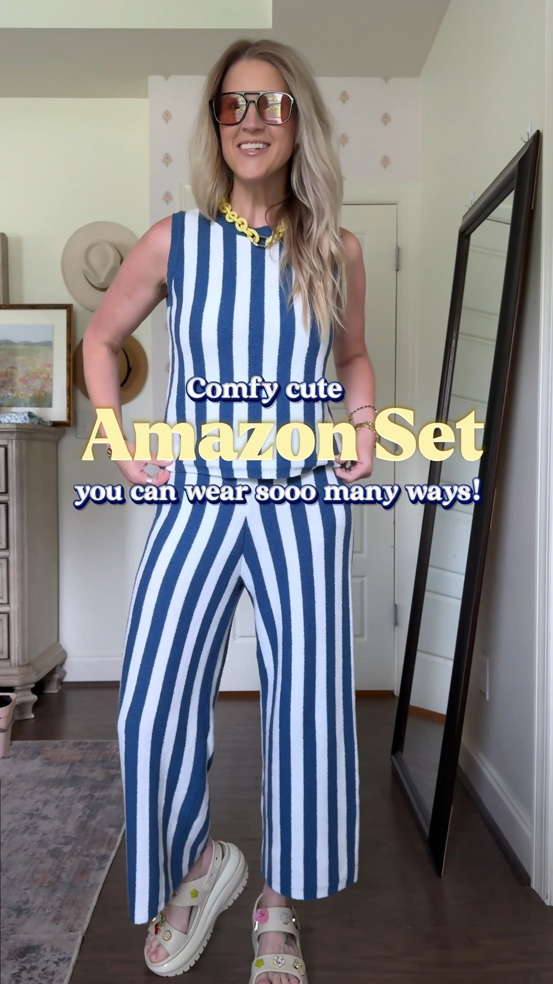 The cutest new set from Amazon! You can wear this one so many fun ways! 

Soft, stretchy, breathable material and it comes in so many colors so I’ll definitely be going back for more! 

Perfect for vacation, travel, date night, errands, and everything in between! 

My necklace is HIVE Designs Code EMILY15 will save at checkout 💛

Stripes | Butter Yellow | Bold colors | Maxamalist outfit | Summer outfit | OOTD | Amazon Set | Trending | How to style | Amazon fashionn


#LTKStyleTip #LTKSeasonal #LTKSummerEdit