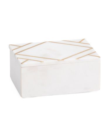 Marble Rectangular Box With Gold Inlay | TJ Maxx
