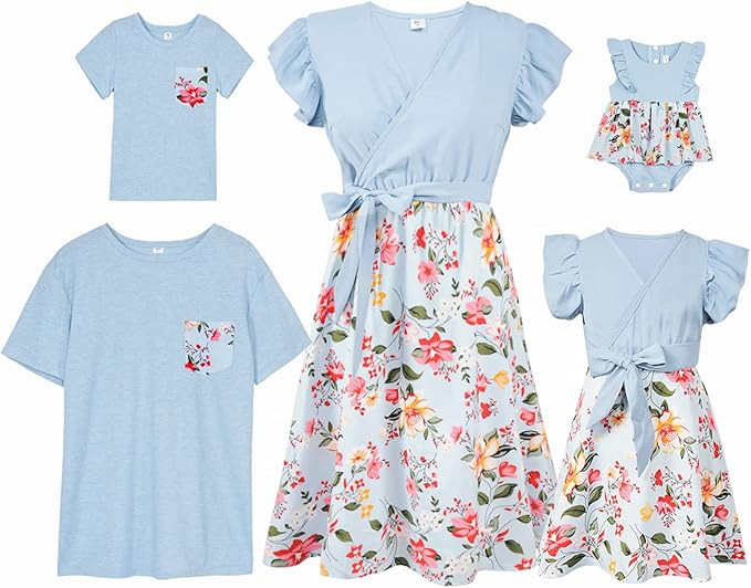 Mommy and Me Flared Dresses,Family Matching Outfits Shirts Rainbow Loose Swing Short T-Shirt Baby... | Amazon (US)