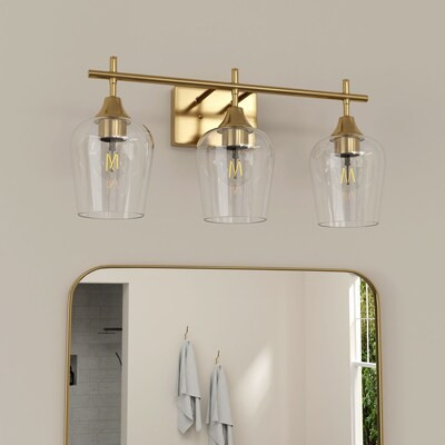 allen + roth Meredith 22.26-in 3 -Light Gold Modern/contemporary Vanity light | Lowe's