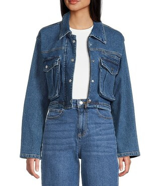 GB Cropped Denim Cargo Jacket | Dillard's | Dillard's