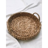 Boho Tray, Straw Serving Tray, Woven Tray With Handle, For Coffee Table, Decor, Hand Woven Round Nat | Etsy (US)