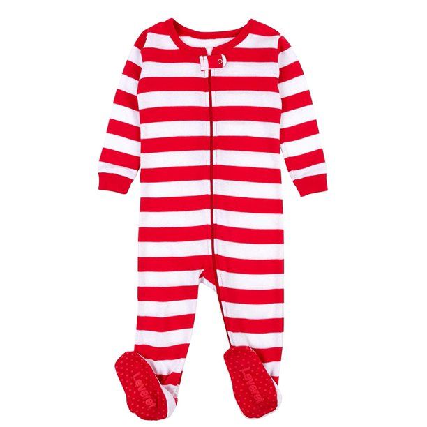 Leveret Kids Footed Cotton Pajama Red & White Stripes 12-18 Month - Walmart.com | Walmart (US)