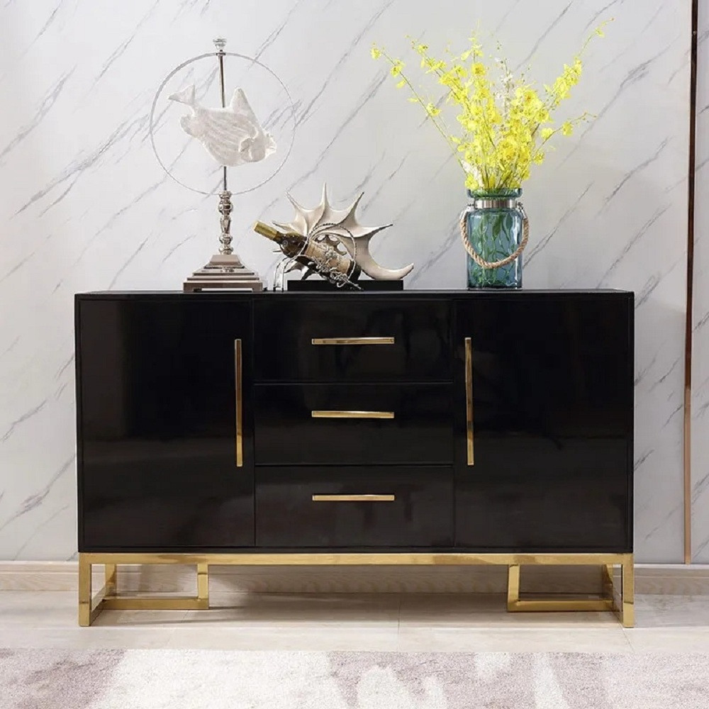 Stovf Black 47"" Wood Kitchen Sideboard with Drawers Modern Sideboard Buffet | Homary