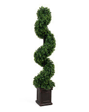 49in Uv Resistant Outdoor Boxwood Swirl Faux Topairy In Pot | Home Essentials | Marshalls | Marshalls