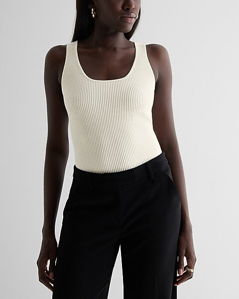 Ribbed Scoop Neck Sweater Tank | Express