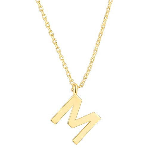 PAVOI 14K Yellow Gold Plated Initial Necklace | Letter Necklaces for Women | M Initial | Amazon (US)