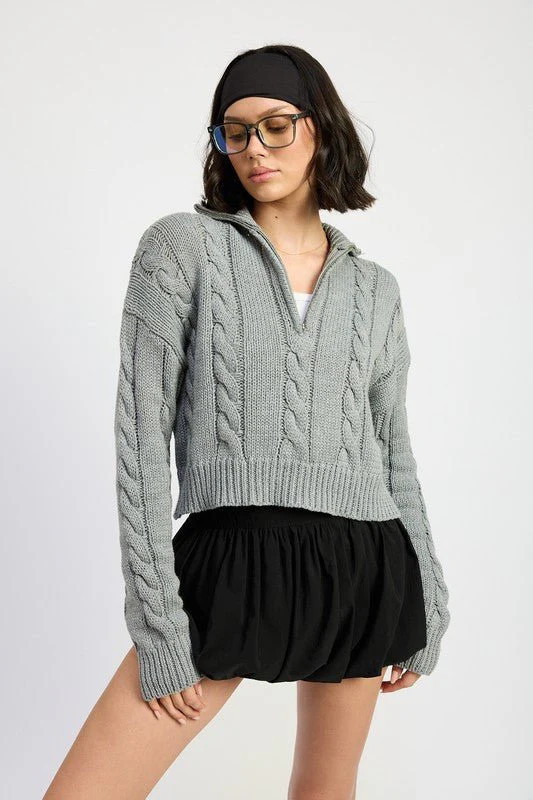 Cable Knit Sweater With Half Zip | Fashion And Icon