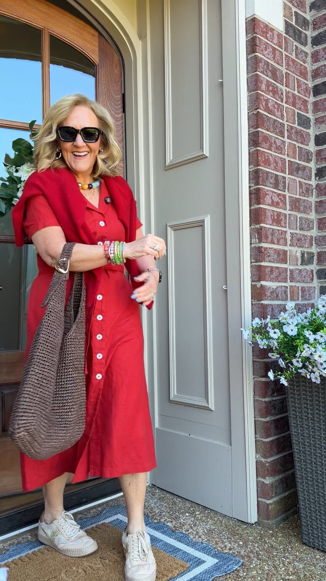 Dress size medium 
Sweater size medium 
Love having a coordinating cashmere sweater to go with my linen
20% off code NANETTE20 for my bracelet stack 

#LTKWorkwear #LTKPetite #LTKOver40