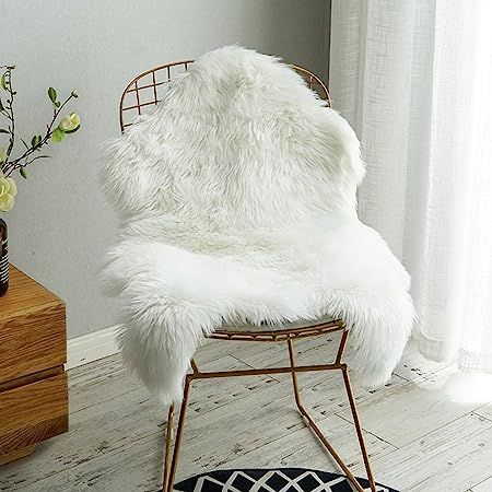 Carvapet Luxury Soft Faux Sheepskin Chair Cover Seat Cushion Pad Plush Fur Area Rugs for Bedroom,... | Amazon (US)