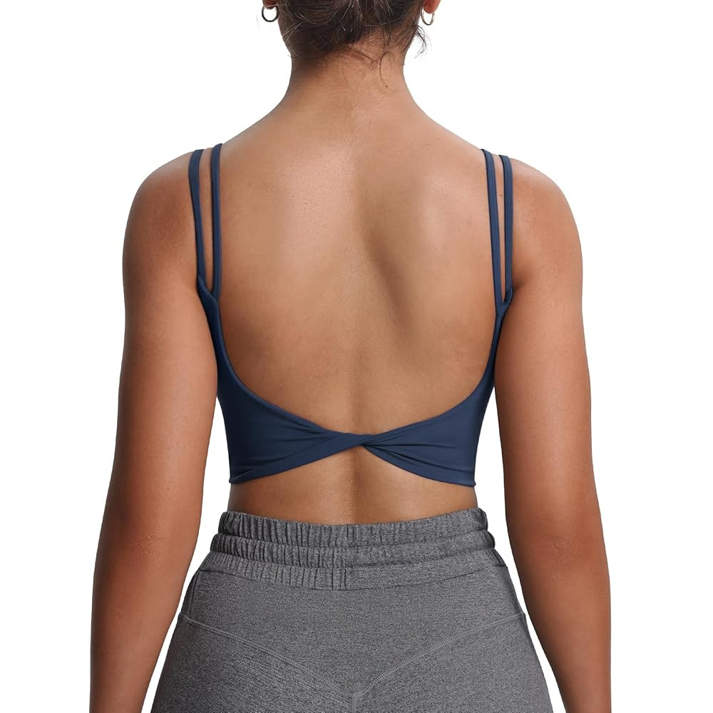 Aoxjox Women's Workout Sports Bras Fitness Yoga Crop Tank Twist Back Cami | Amazon (US)
