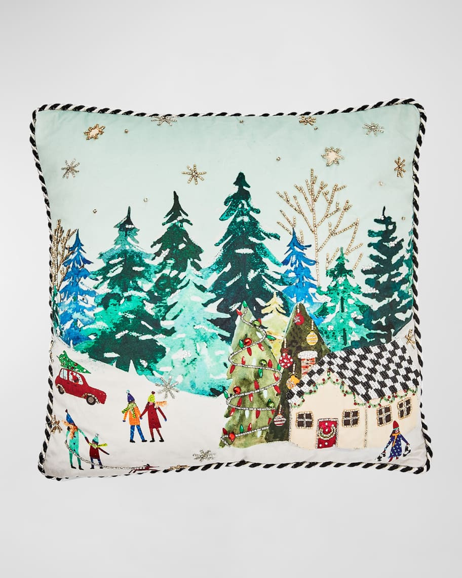 MacKenzie-Childs Holiday Scene Throw Pillow | Neiman Marcus