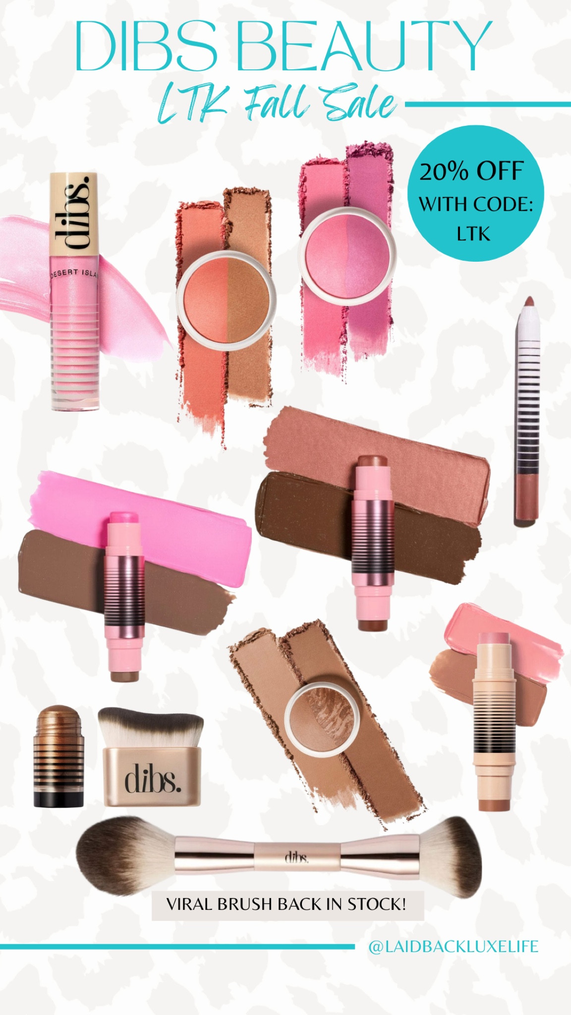 My favorite Dibs bestsellers I use daily are on sale 20% off 9/26-9/29! Use code LTK for 20% off at checkout. clean makeup, clean beauty, best contour, cream blush, glossy balm, bronzer, highlighter, makeup routine, viral makeup brush, @dibsbeauty #LaidbackLuxeLife

My fave shades:

✨Duo stick ‘2’
✨GlowTour duo stick ‘Pink Cosmos’ and ‘Renegrade Rose’
✨Status stick ‘Unbothered Bronze’
✨Lip gloss ‘Italian Soda’
✨Duet baked blush ‘VIP Pink’, Starstruck’ and ‘Spicy Gal'
✨Lip liner ‘2'
✨NEW! Baked bronzer (comes in 4 shades)

Follow me for more fashion finds, beauty faves, lifestyle, home decor, sales and more! So glad you’re here!! XO, Karma

#LTKSaleAlert #LTKFallSale #LTKBeauty