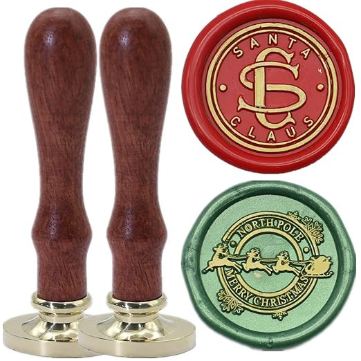 Santa Claus and Christmas Elk Wax Seal Stamp Set - 2 Pcs Removable Brass Head, Northpole Kit for ... | Amazon (US)