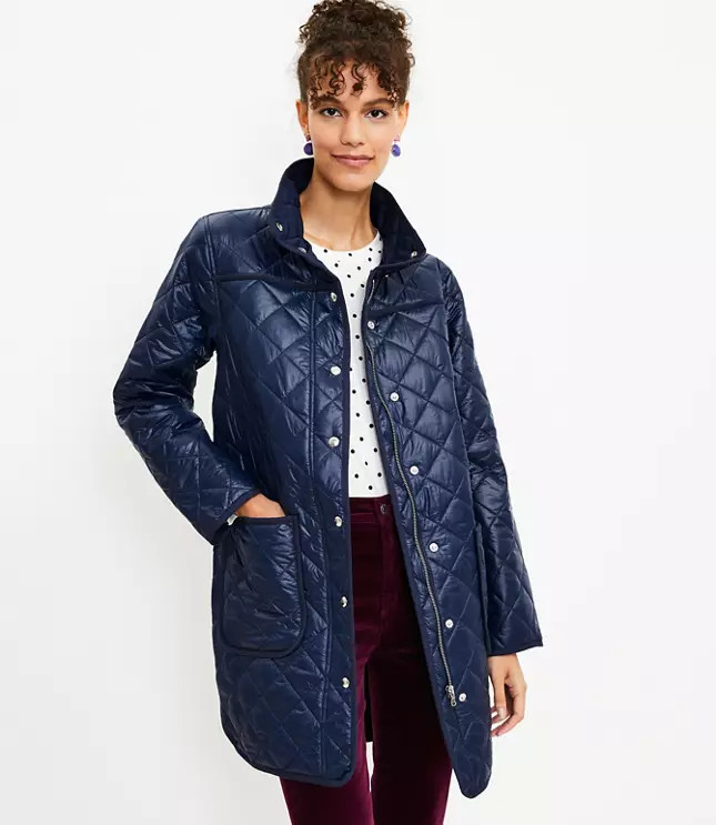 Quilted Funnel Neck Coat | LOFT