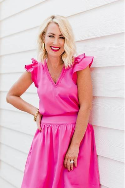 Festive Flutter Sleeve V-Neck Top | Gibson