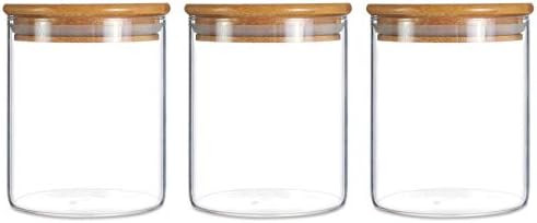 Glass Storage Jar,Kitchen Food Containers with Bamboo Lid 500ML (3450ML) | Amazon (US)