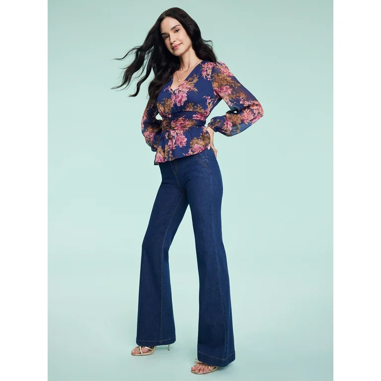 Sofia Jeans Women’s Flare Trouser High-Rise Jeans, 30.5" inseam | Walmart (US)
